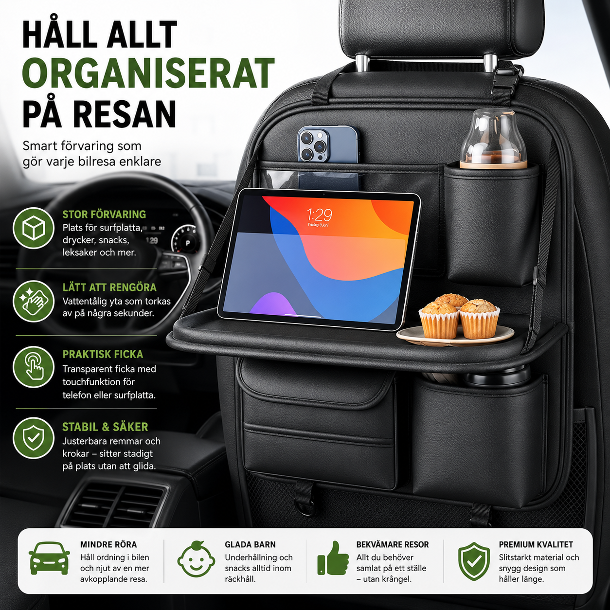 SEAMETAL Baksätesorganizer PU-läder