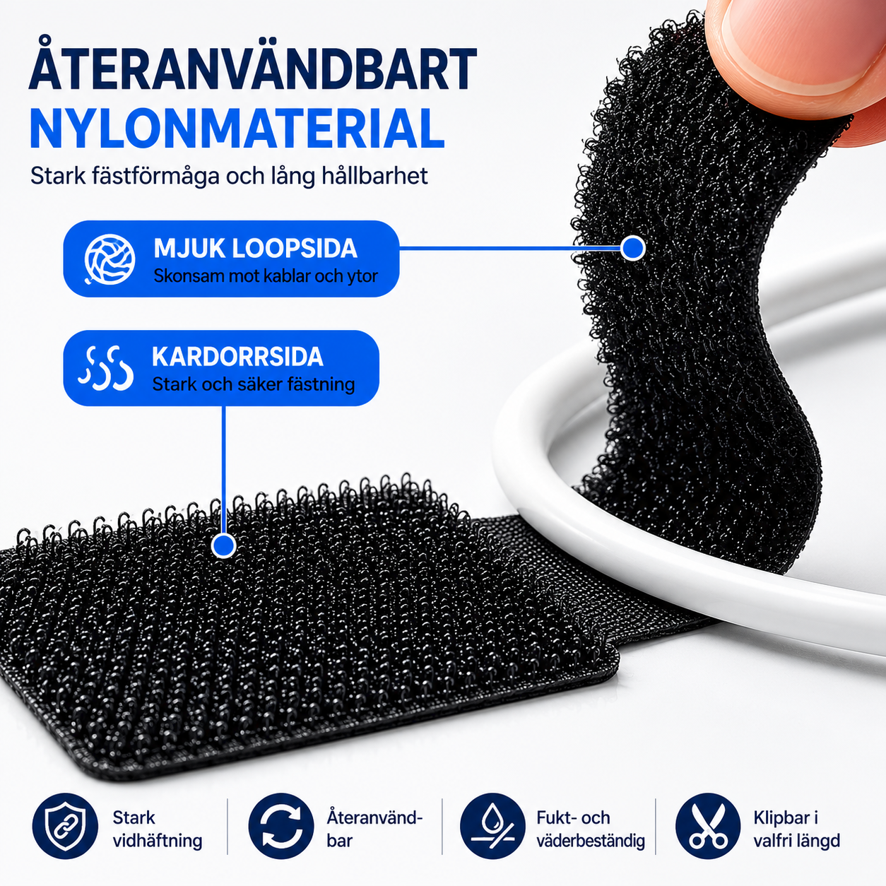 Återanvändbara kabelbindare nylon
