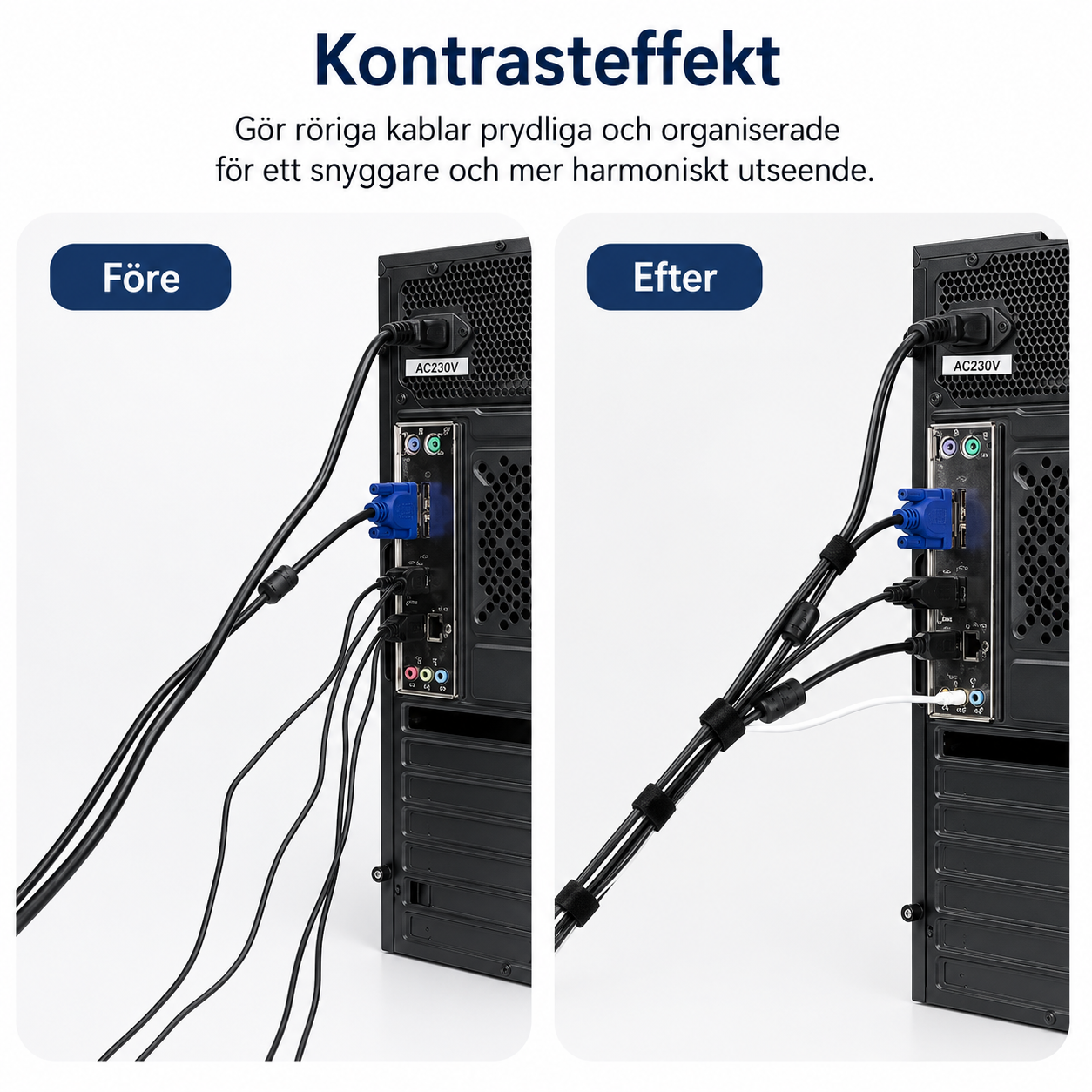 Kardborrebandsrulle för kabelhantering