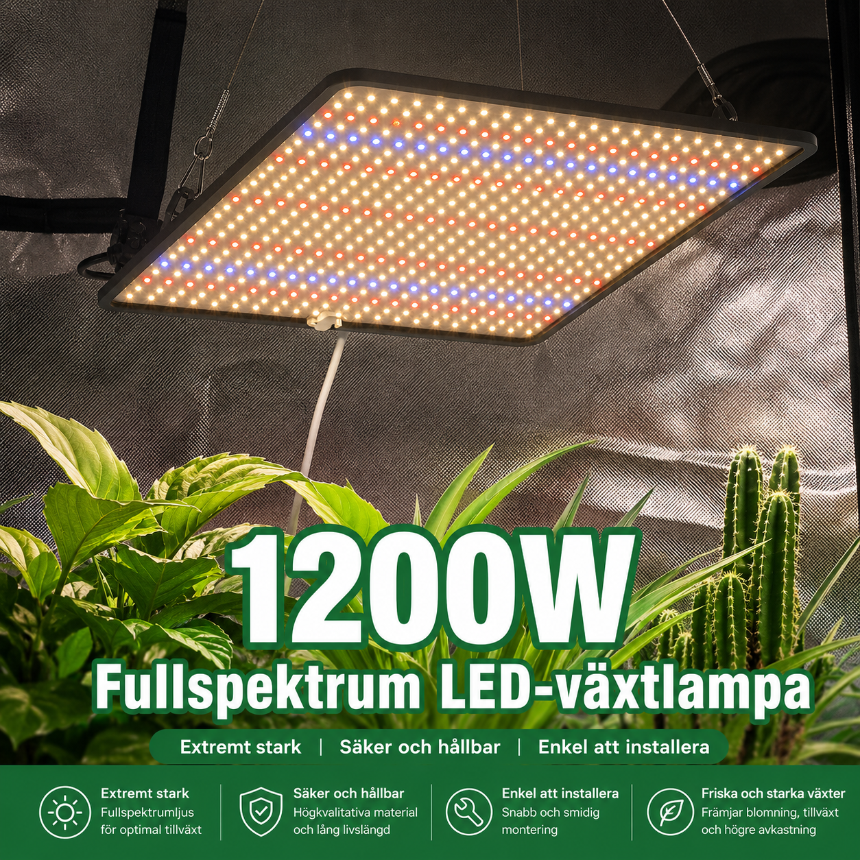 LED växtlampa full spektrum 40W