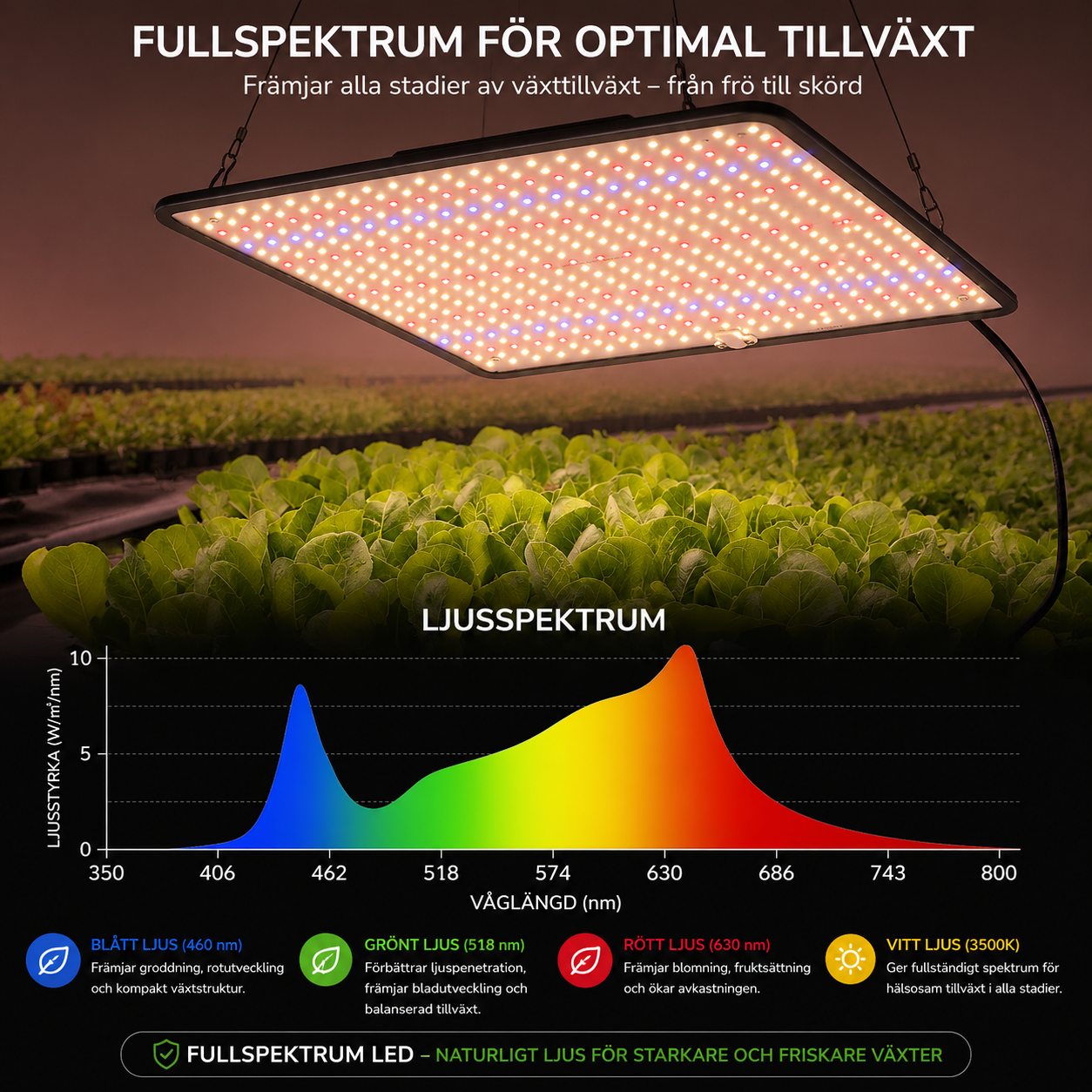 LED växtlampa full spektrum 40W