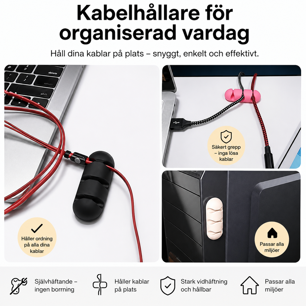 Silikon kabelhållare